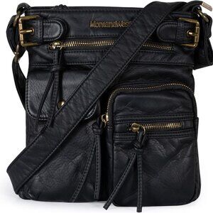 Crossbody Bag for Women Soft Washed Leather Multi Pocket crossbody handbags